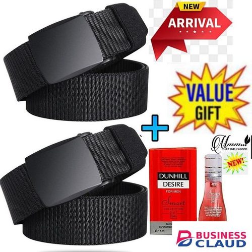 Mens Buckled Comfortable Belts // Men Fabric Adjustable Canvas Belts Tactical belts + Free Dunhill Desire Perfume