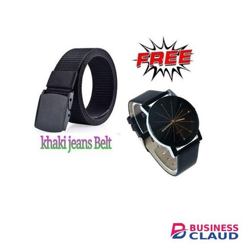 Ladies Office Canvas Plastic Belt + OFFICIALWATCH FOR LADIES