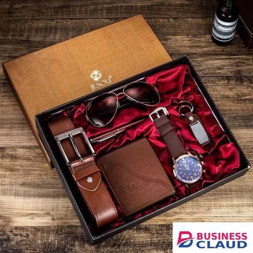 JESOU Fashion Gift Set Belt Package Sunglasses Wallet Keychain Box Quartz