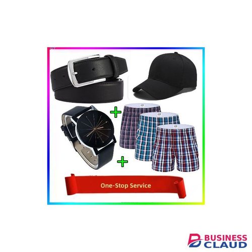 Smart Belt + Free Cap, Watch & 3pack Pure Cotton Brief Boxers Men's Underwear