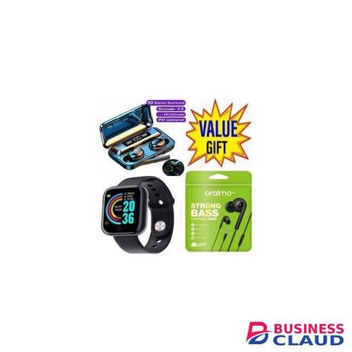 Oraimo High Quality Deeper Bass, HD Sound Earphones + Smart Watch, F9 Airpods / Earbuds