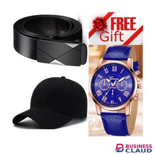 Official Men's Belt Automatic Buckle Male Belts Leather Belt Business Men Belts Genuine Leather Belts Wide Belt Men's Accessories + FREE GIFTS WRIST WATCH & CAP