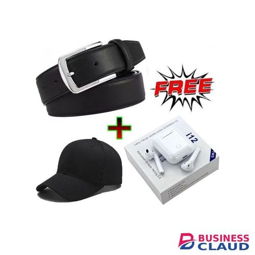 Mens Smart Buckle Comfortable Belt +Baseball Cap + I12TWS