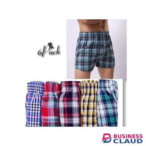 MEN BOXERS // MENBOXERS // 6Pcs Pure Cotton Checked Men's Boxers – Multicolor + FREE WATCH AND BELT