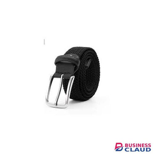 Plain Classic Black Canvas Woven Braided Elastic Belt
