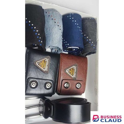 Men's Accessory Gift Set – Belt, Wallets & Socks (8-Piece Combo)
