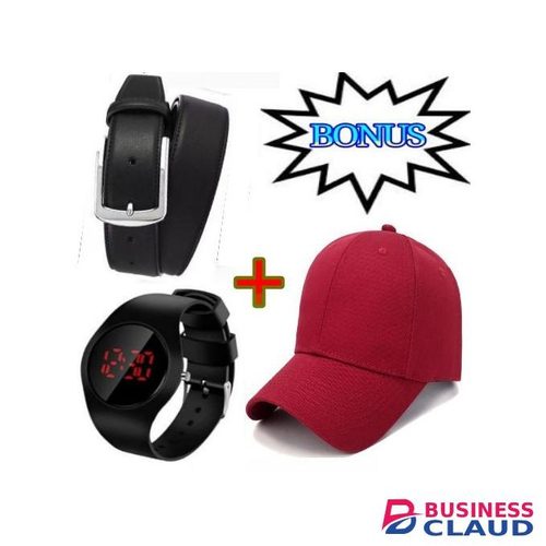 Men's Smart Canvas Belt + Free Cap & Watch