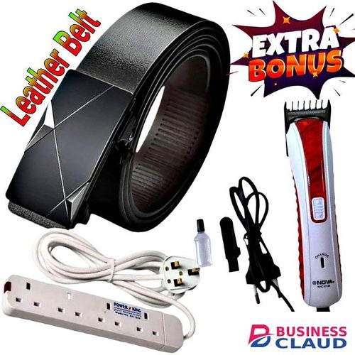 Buckle Leather Belt // Nova Hair Shaver // Extension Cable