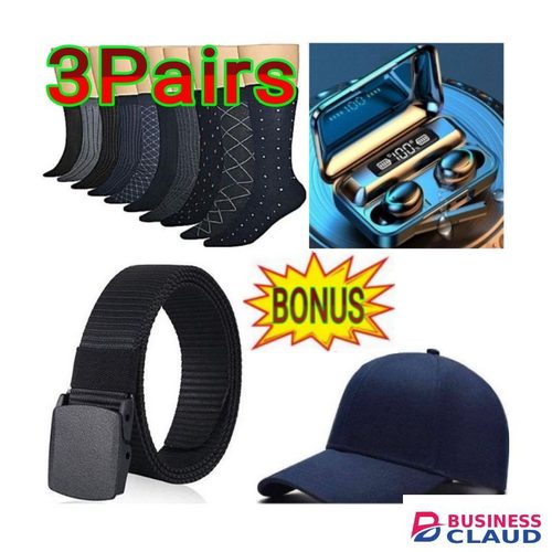High Quality Adjustable Canvas Belt For Men + VALUE BONUS 3 Pair of Socks, Cap & F9 Bluetooth Earbuds