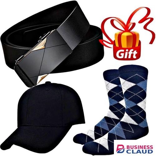 Buckle Leather Belt // Black Cap // 1 Pair Socks