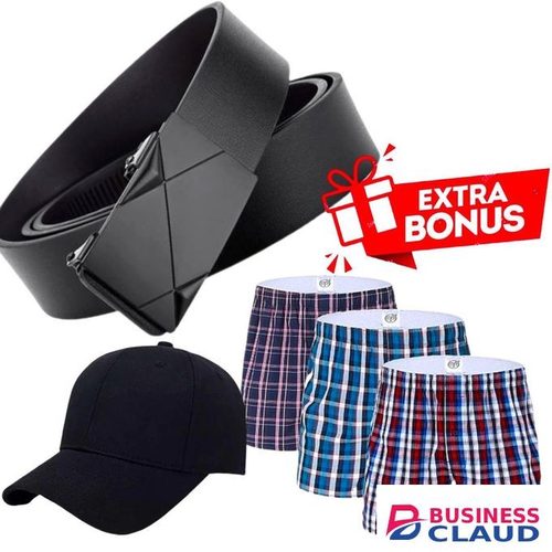 Buckle Leather Belt // Black Cap // Boxers XL