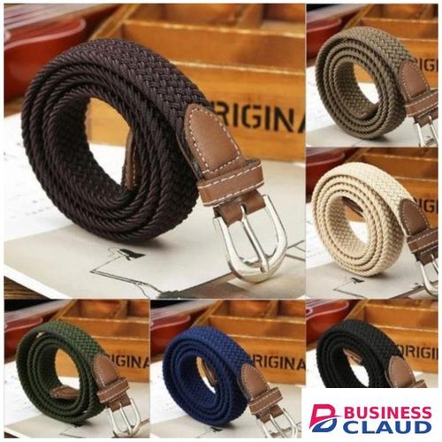 2pcs Canvas Elastic Woven Stretch Braided Fashion Belt, Braided Elastic Belt