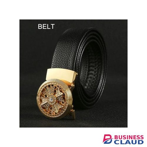 Men's Belt PU Leather Material Metal Rotating Buckle Belt
