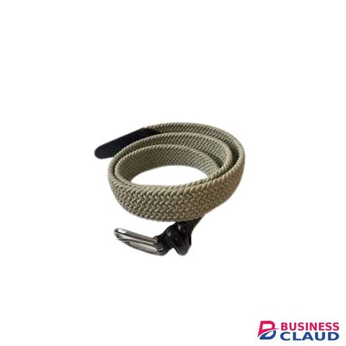 Plain Classic Beige Canvas Woven Braided Elastic Belt