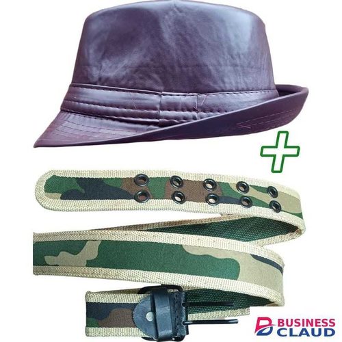Fashion Hunter's Hat Dark Brown + Army Belt pp