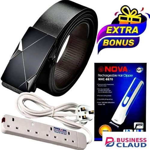 Buckle Leather Belt // Nova Hair Shaver and Trimmer// Extension Cable