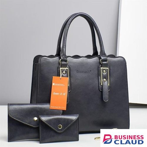 Elegant Black Scalloped Tote Bag 3-in-1 Set: Essential