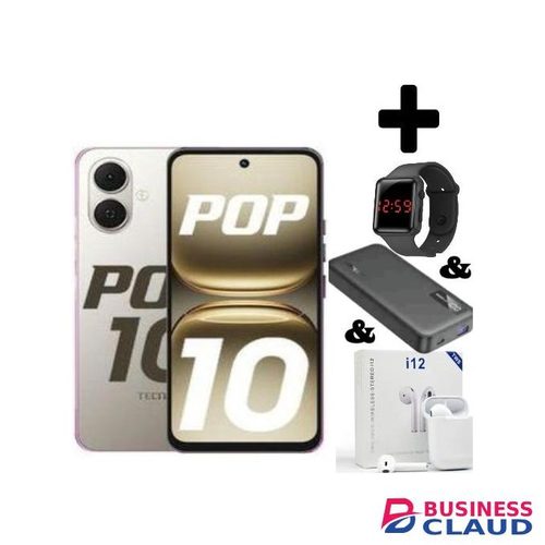 Tecno POP 10 Display: 6.67 inches Upto 8GB extended RAM + 128GB Storage, Battery: 5000 mAh--Gold+LEDwatch+Powerbank+Earpods