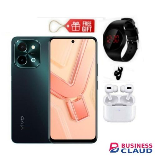 Vivo Y28 - 6.64", 8GB RAM + 128 GB, Dual SIM 6000mAh, Agate Green + Airpods & Led Watch