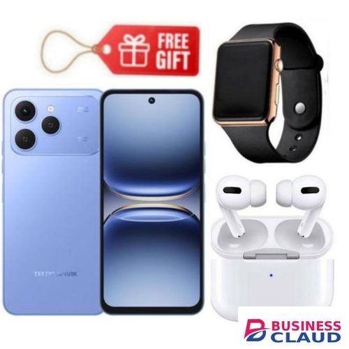 Tecno Spark 40, 6.67'', 4GB UP to 8GB RAM + 128GB ROM, 50MP, 5200 mAh - Blue + Led Watch & Airpods
