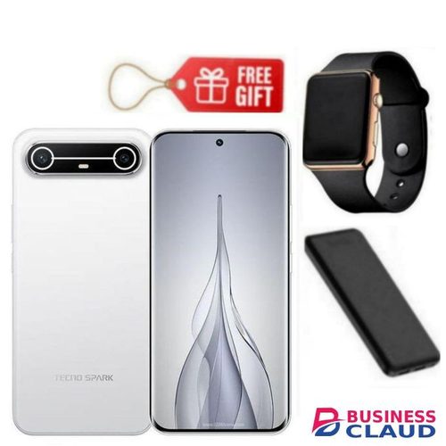 Tecno SPARK Slim, 6.78", 256GB + 8GB (Extended UPTO 16GB), 5160mAh, Slim White + Led Watch & Power Bank