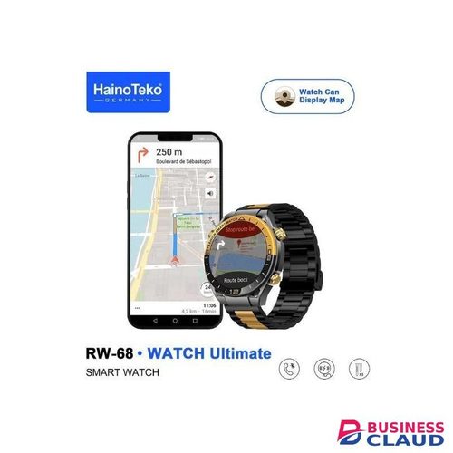 Haino Teko RW-68 WATCH Ultimate Smart Watch with AMOLED Display Bluetooth Calling GPS Map Display and 3 Pair Straps Black