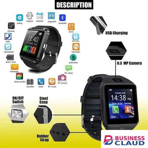 W007 Smartwatch Phone with SIM & GSM Support Stylish Black Design with Touch UI