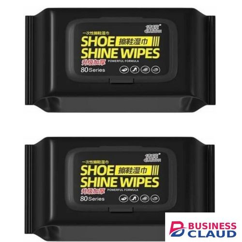 Qianbaihui 2×80's SHOE SHINE WIPES Quick Shine Powerful Formula for use on leather, vinyl, rubber, and synthetic materials