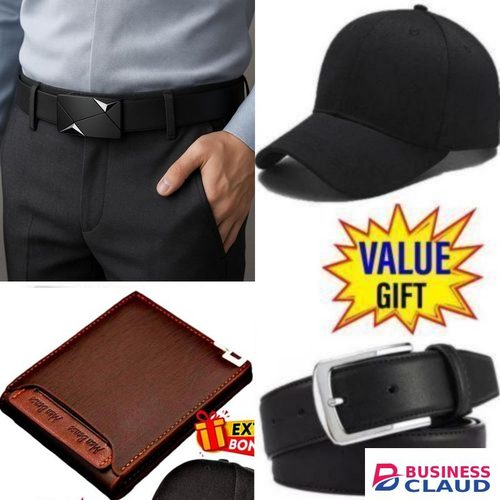 TWO BEST LEATHER BELT // ADJUSTABLE MEN’S TACTICAL BELT – HEAVY DUTY LEATHER BUCKLE, SUITABLE FOR OFFICE, BUSINESS & CASUAL USE + WALLET