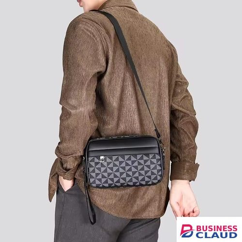 PU leather A men's waist bag for business use, suitable as a travel storage item for men. The shoulder bag can hold a mobile phone, and the handbag is also available