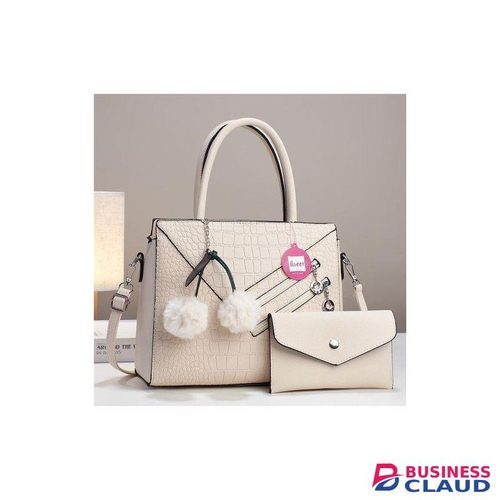 Fashion 2 In 1 Set Ladies Official Classic Handbag And Women Bags Cream