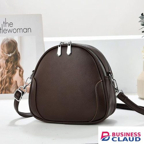 Dark Brown Faux Leather Handbag – Rounded Design