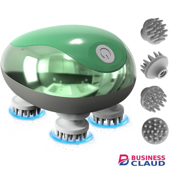 Electric Scalp Massager Portable Head Kneading Massager Scalp Stress Relax for Hair Growth & Deep Clean, Waterproof Head Scratcher with 4 Removable Claws,- Dog Cat Massage