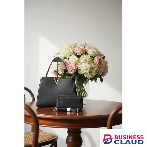 Luxury v detailed structured 2in1 designer handbag