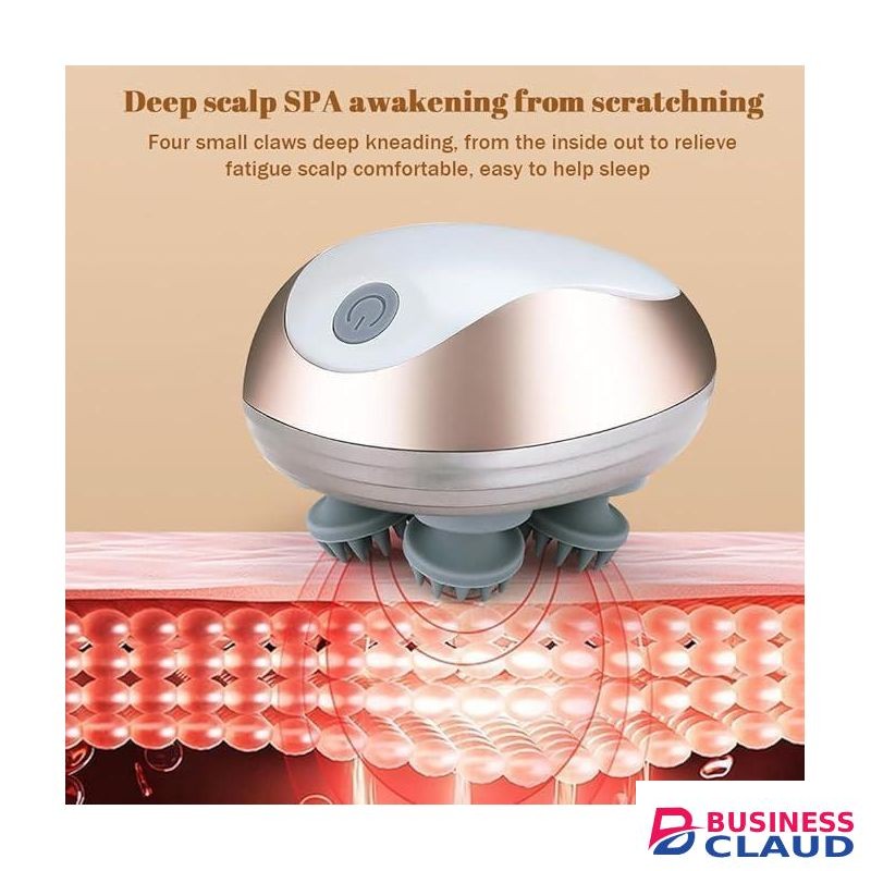 Electric Scalp Massager, Wireless Handheld Massager for Dogs and Cats, with 4 Kneading Massage Heads & IPX7, Portable Head Scraper for Full Body Massage, Hair Growth and Stress Relaxation