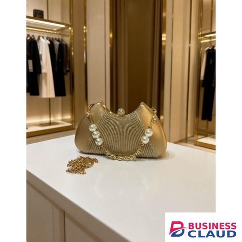 Gold Luxury Handbag – Pearl Strap Edition