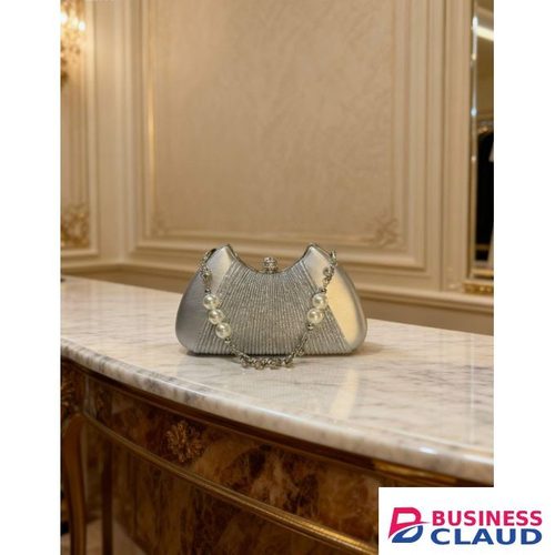 Silver Luxury Handbag – Pearl Strap Edition