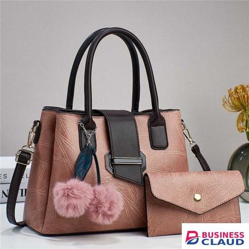 56 fashion LADIES & WOMEN PINK LEATHER SHOULDER BAGS SET HANDBAGS 2 IN 1