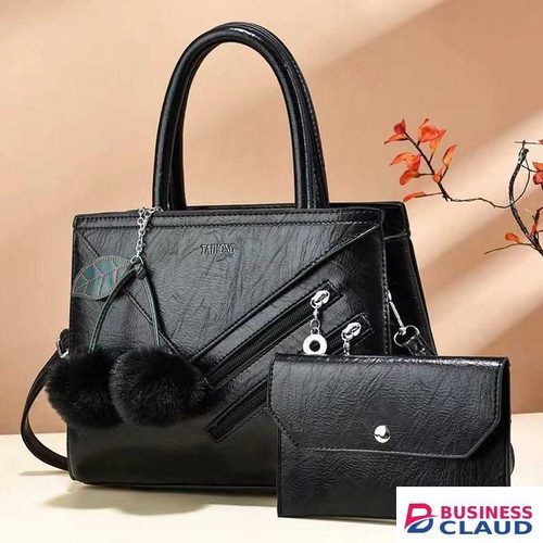 Latest Design Fashion Women's And Ladies Hand Bags 2 IN 1 Set black