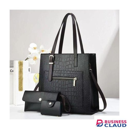 3-in-1 Elegant patterned Leather Handbag with Matching Clutch – Stylish & Functional for Every Occasion