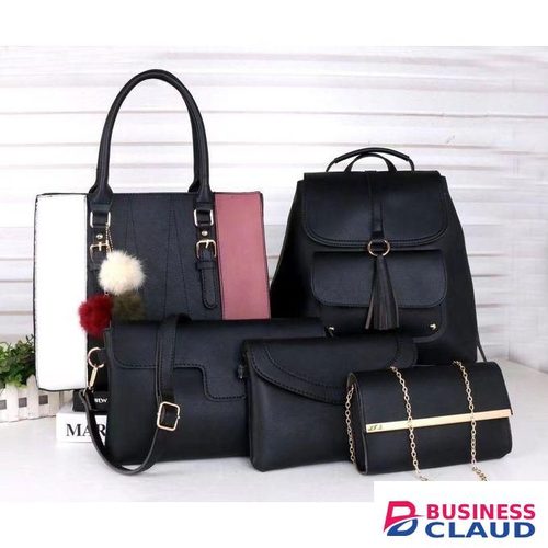 Fashion & Bag 5 IN 1 Handbags For Women Fashion Ladies PU Leather BLACK