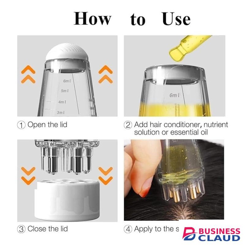 ShebSheb 6ML Anti-Leak Scalp Oil Applicator Comb, Transparent Smooth Root Applicator Bottle, Mini Care Tool and Massager, Suitable for Anti-Hair Loss Scalp Oils and Scalp Massage.