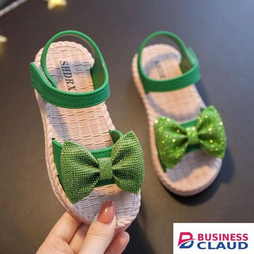 Girls Flat Princess Sandals Hook & Loop Cute Open Toe Shoes Summer Little Kids Soft Jelly Green