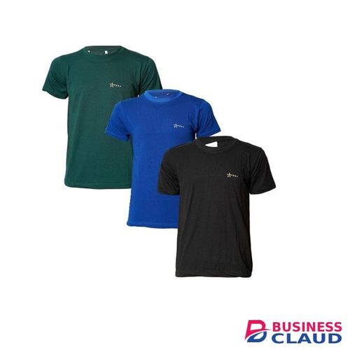 Unisex Kids 3-Pack Round Neck Heavy Duty Cotton T-shirts Royal Blue/Black/Green