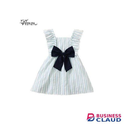 Catpapa 3-24 Months Baby Girl Sleeveless Stripe Print Bow Dress