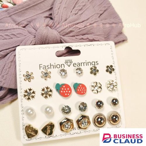 baby girl 3 Hairbands and 12 pairs of Earrings set Hair bands with bows 0-2 Years