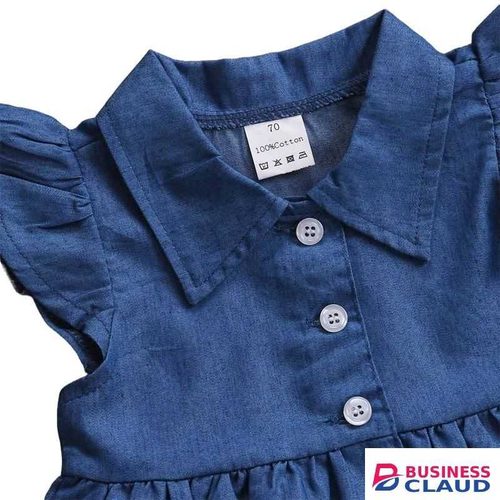 Little Girl's Breathable Cotton Sleeveless Blue Denim Dress for Ages 3-4