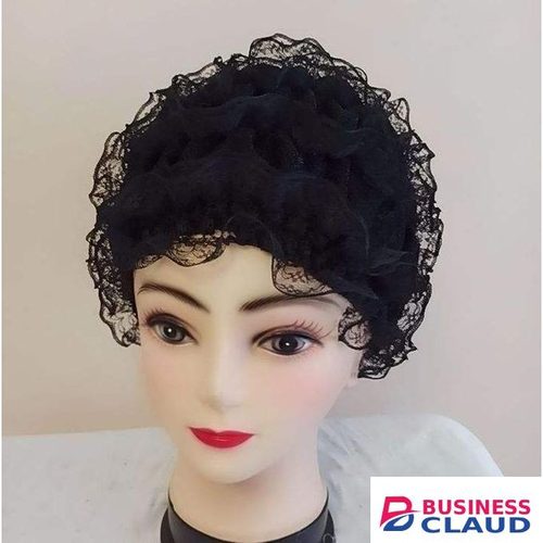 Muslim women's headscarves and brimless hats - Islamic headwear - elastic lace hats - breathable multi-layered house hats - black