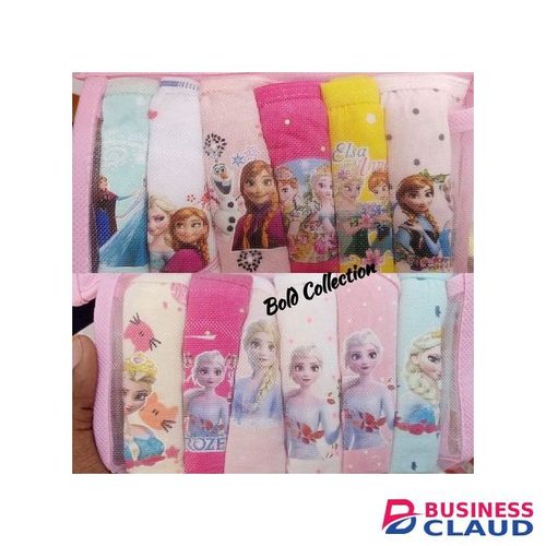12PCs Princess Pure Cotton Disney Printed Girls Panties+2Free Panty Bag