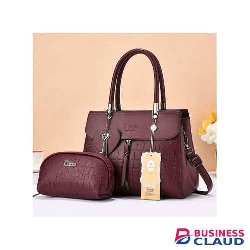 Latest Design Women's And Ladies Hand Bags 2 IN 1 Set wine red
